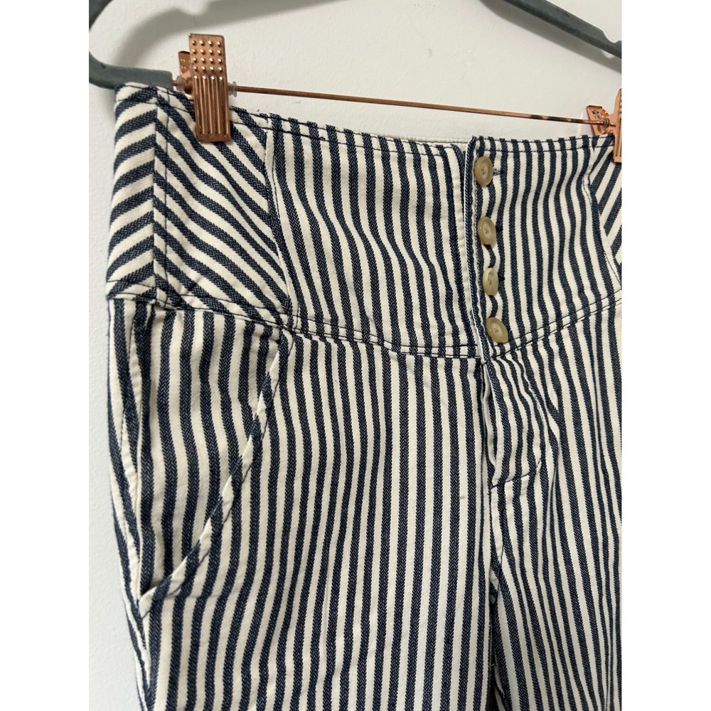 Free People Frankie High Waisted Striped Button Fly Pants Size 6 - Picture 5 of 13